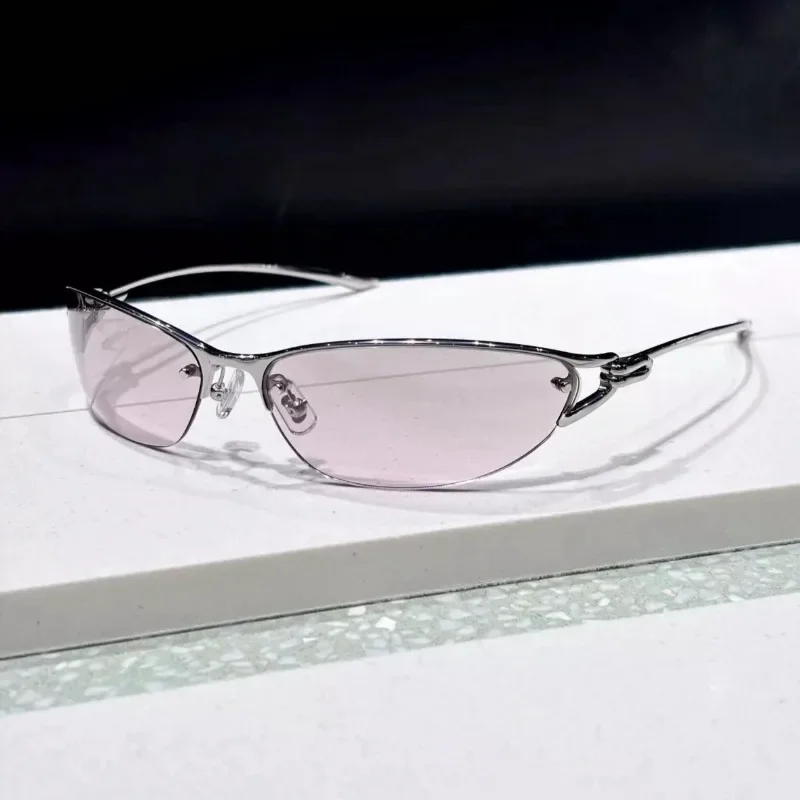 Y2K Aesthetic Fashion Titanium Rimless GM Eyeglass Frames Women's Titanium Eyeglass Frame UV400 Men Arc Shaped Frame Glasses