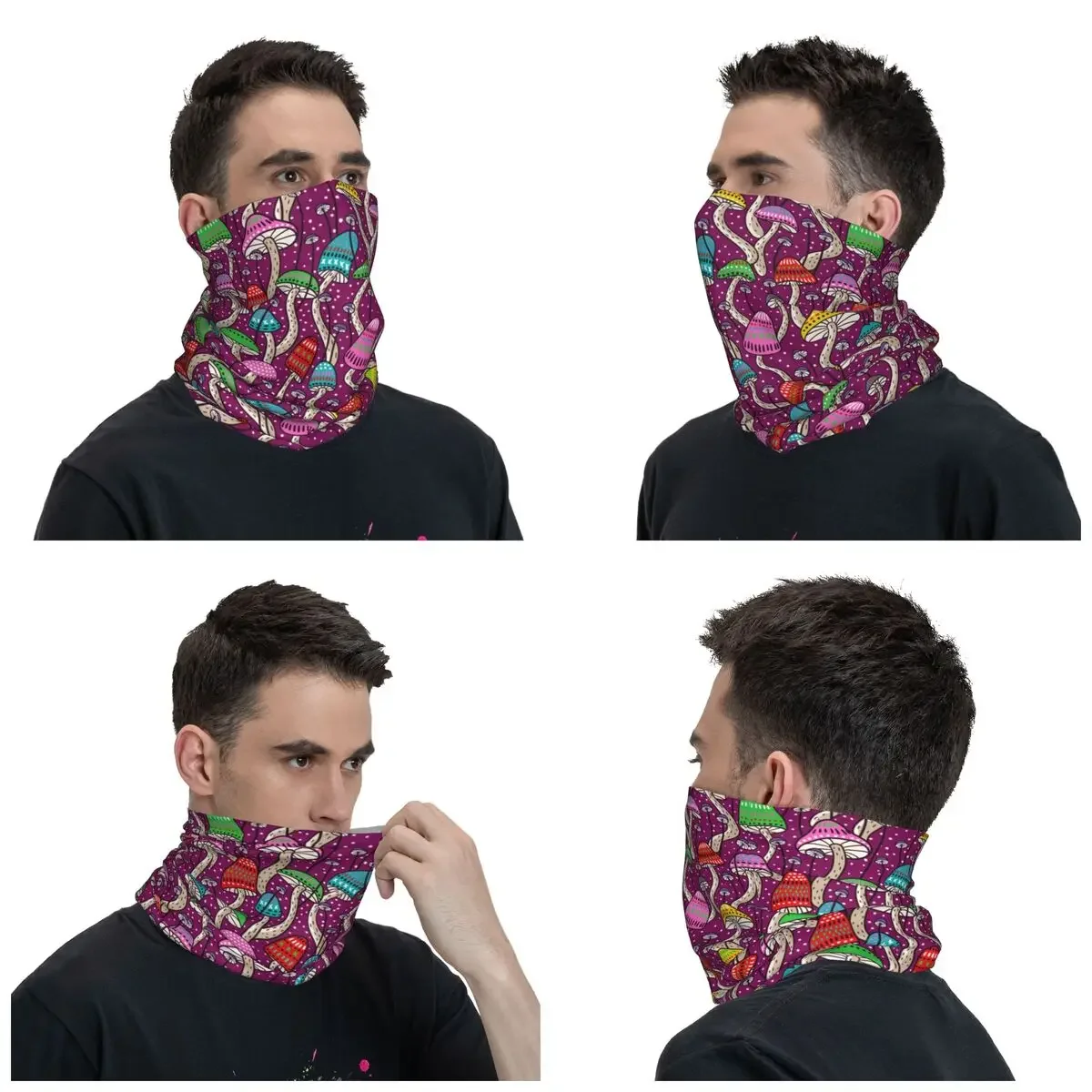 Psychedelic Magic Mushrooms Bandana Neck Gaiter for Hiking Running Women Men Wrap Scarf Balaclava Warmer