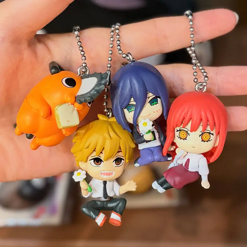 Llavero con Figura 3D de Chainsaw Man, Colgante Gashapon de Anime, Reze, Makima, Denji, Pochita, Decoración Coleccionable para Bolsos, para Fans del Anime