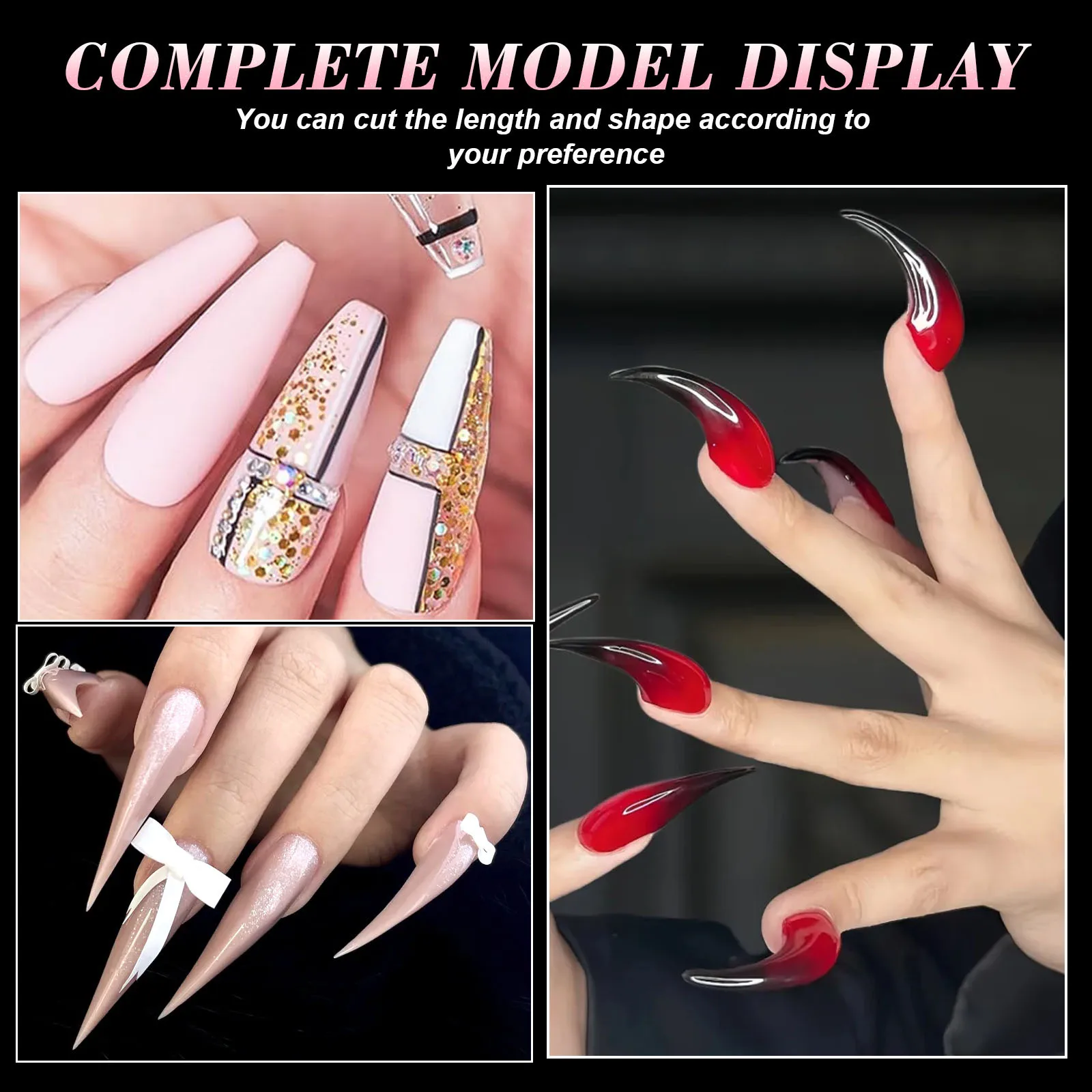 1pcs 네일 아트 크리스탈 네일 모델 독수리 부리 유형 빠른 확장 크리스탈 네일 광선 요법 네일 확장 발톱 필름 반복