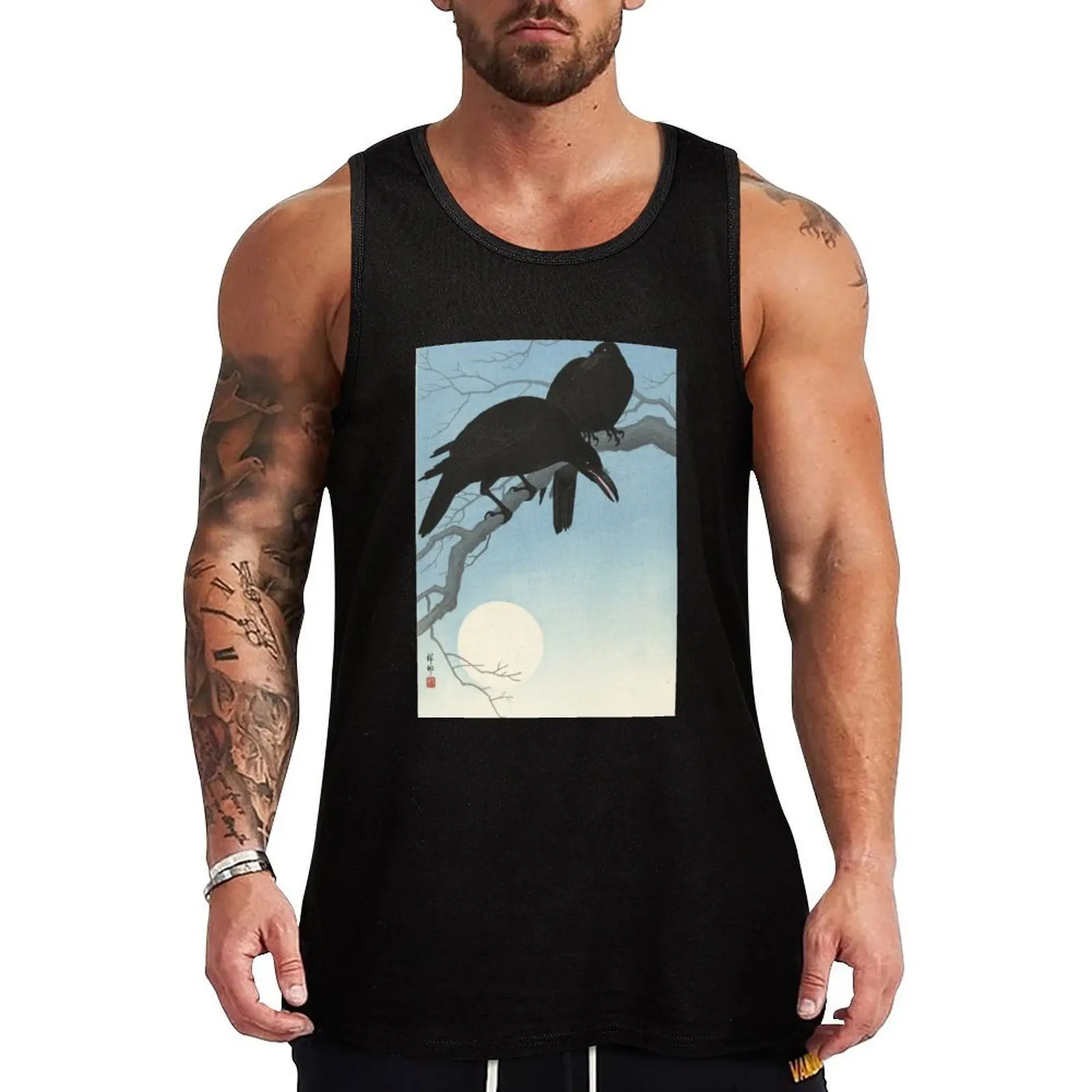 

Two crows on a branch, Ohara Koson, 1927 Tank Top Comfort Basic Tank Top Cotton Sleeveless Daily Shirt
