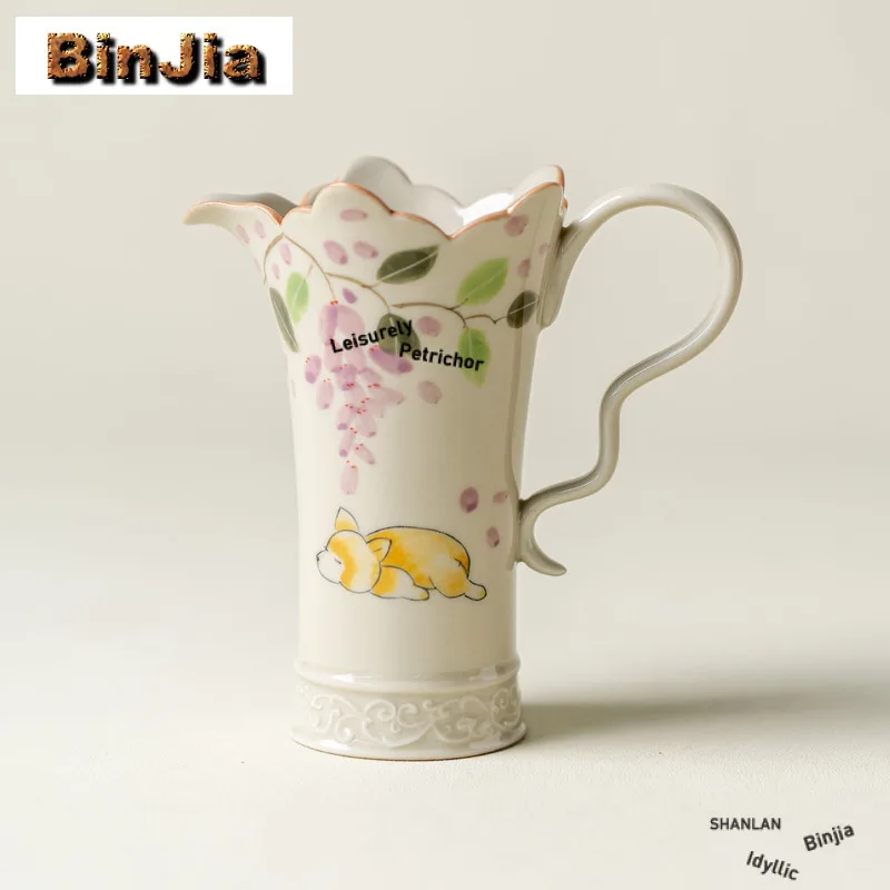 

120 мл ручная роспись глициния щенка чайный кувшин разделение ча-хай диспенсер чашка правосудия кубок ярмарка китайский чайный сервиз поставки ремесло