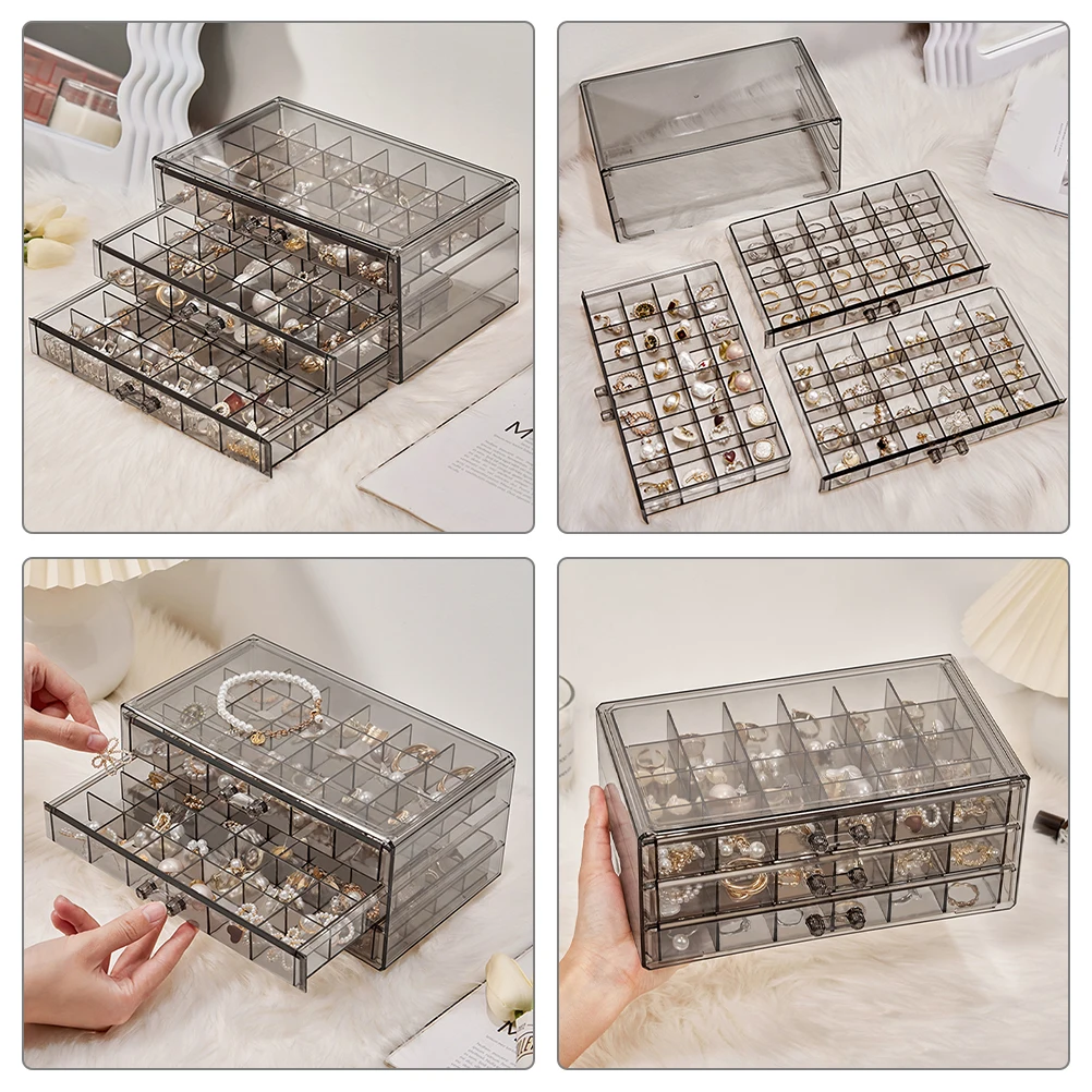 

Storage Case Organizer For Necklaces Earrings Rings Bracelets Drawer Portable Jewelry Container Multifunctional Desktop Trinket
