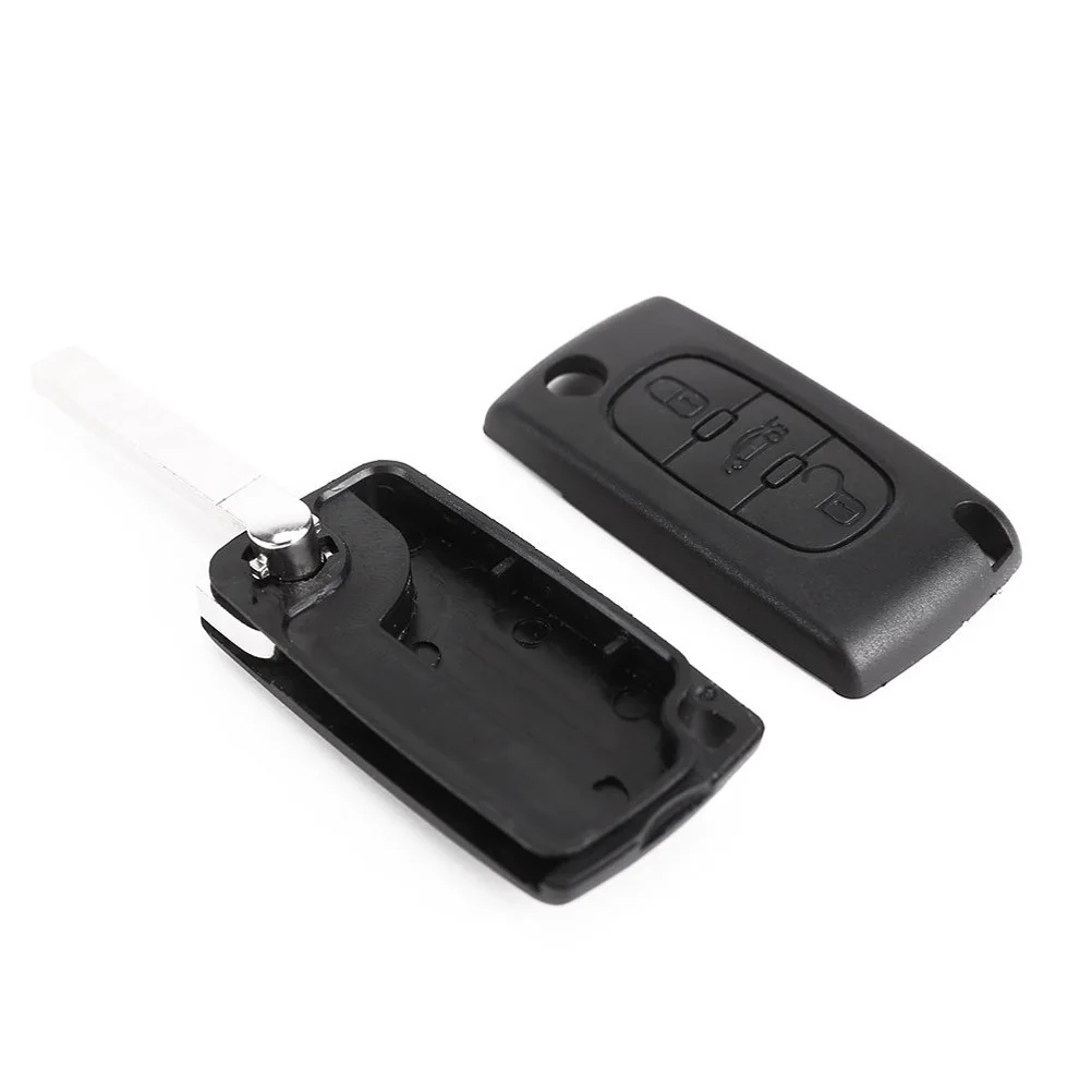 

Folding Shell Case For 407Sw Black 3 Button Remote Key Fob Cover Replacement Car Key Shell Automotive Interior Parts