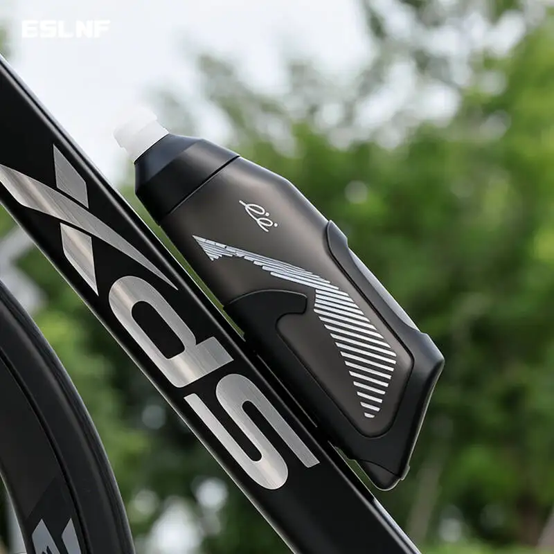 ESLNF Sports Kettle Aerodynamic Water Bottle Set 600ml Big Capacity Food Grade PP5 Bottle Ultralight Carbon Bottle Cage Bike image 3