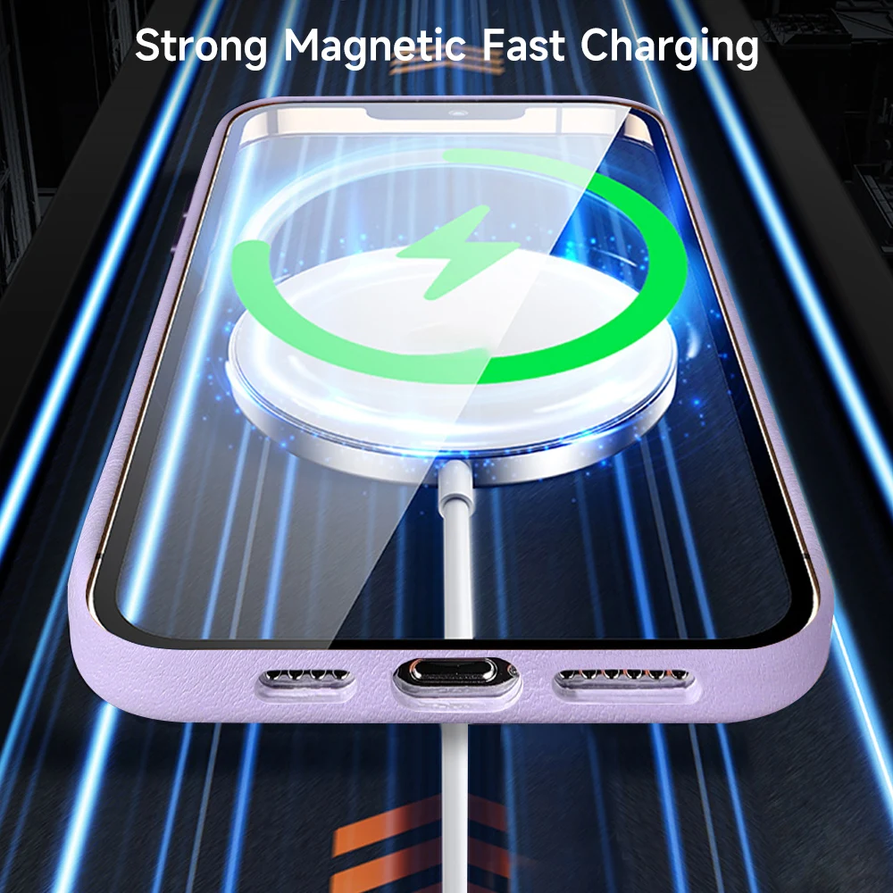 LANGSIDI Original Genuine leather for Magsafe Case for iPhone 14 13 Pro Max 14pro 14plus Luxury Wireless Charging magnetic Cover