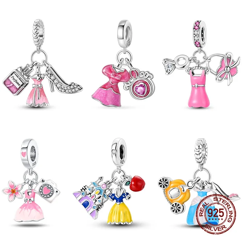 

Hot Selling 100% 925 Sterling Silver Snow White 3-in-1 Charms Fit 925 Original Bracelet DIY Jewelry Making Women's Gift