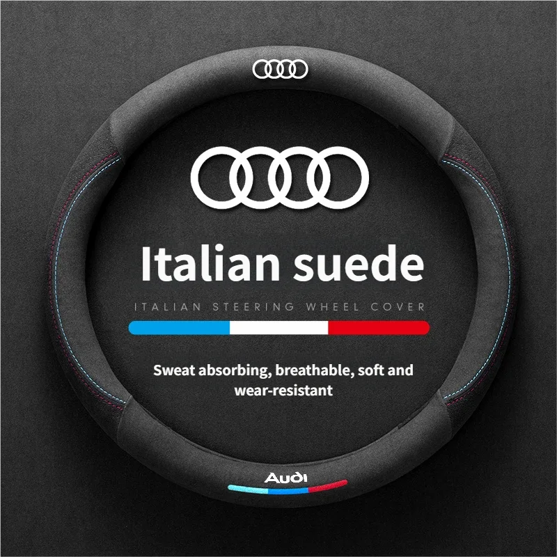 

Suede Ventilate Anti-Slip Protector Car Steering Wheel Cover for Audi A3 A4 B8 8P 8V A6 C7 A5 Q5 B7 B6 B9 Sline Quattro Rs Q3 Q7