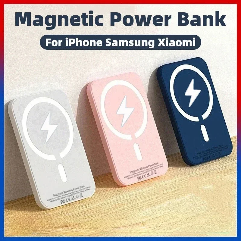 

New 5000mAh Magnetic Wireless Power Bank for IPhone 12 13 14 15 Pro Max Portable Charger External Auxiliary Battery Pack