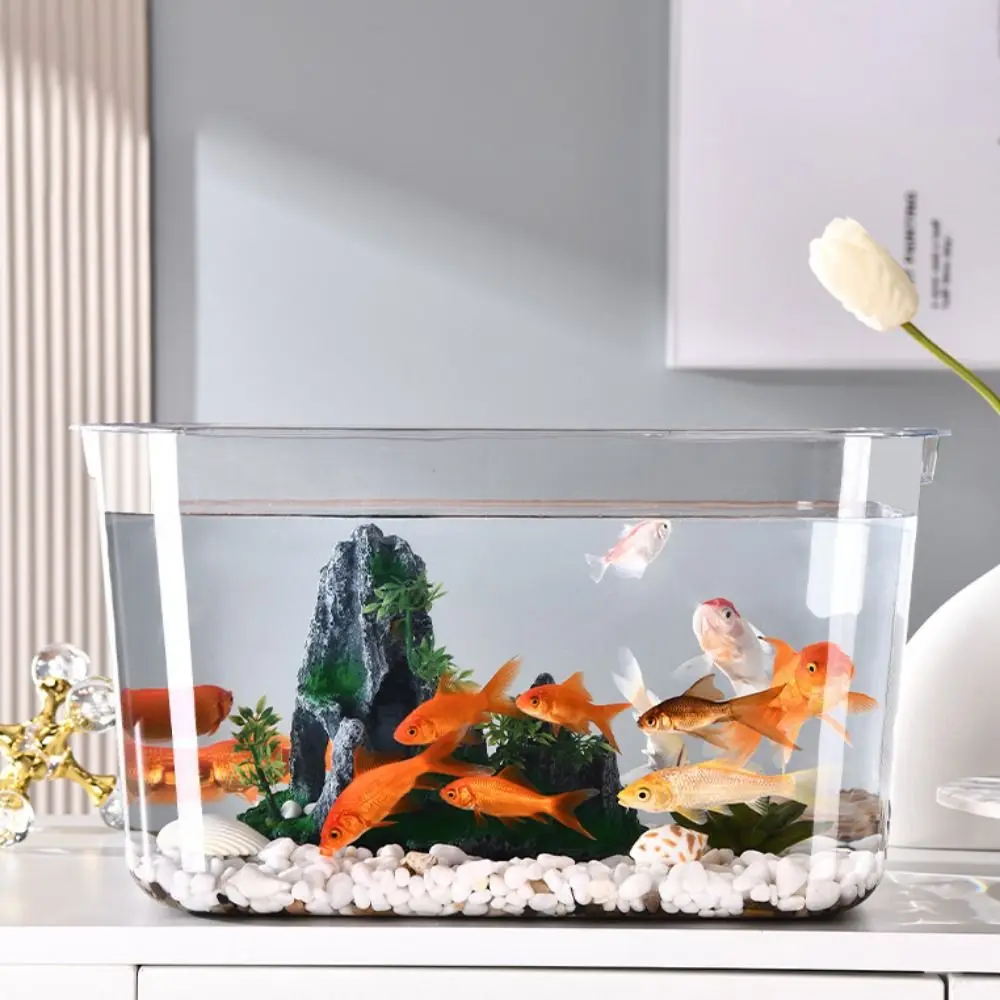 Fall Prevention Explosion-proof Plastic Fish Tank Transparent Water Plant Tank Desktop Goldfish Bowl PET