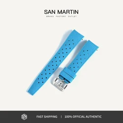 San Martin Watch Band Accessories 19mm 20mm 21mm Curved End Tropic Fluorine Rubber Summer Swimming FKM Strap Waterproof SN0144