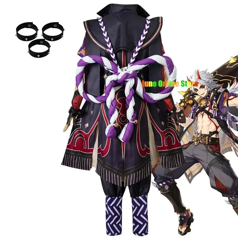 Juego Genshin Impact Arataki Itto disfraz de Cosplay Arataki Itto trajes peluca actividad de batalla Arataki Itto Rola Play para cómic Cn