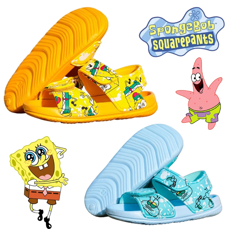 SpongeBob Squidward Sandals Summer Children Beach Shoes Anime Breathable Sport Soft Sole Boys Casual Non-slip Open Toe Sandalias