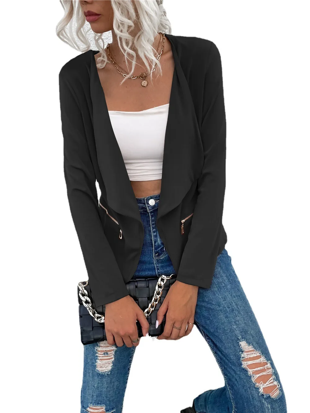 

Женский костюм Bla Faion Jaet, повседневное пальто, полиэфирная ткань, однотонный длинный свеч, свободный крой, осень 2023, колл...