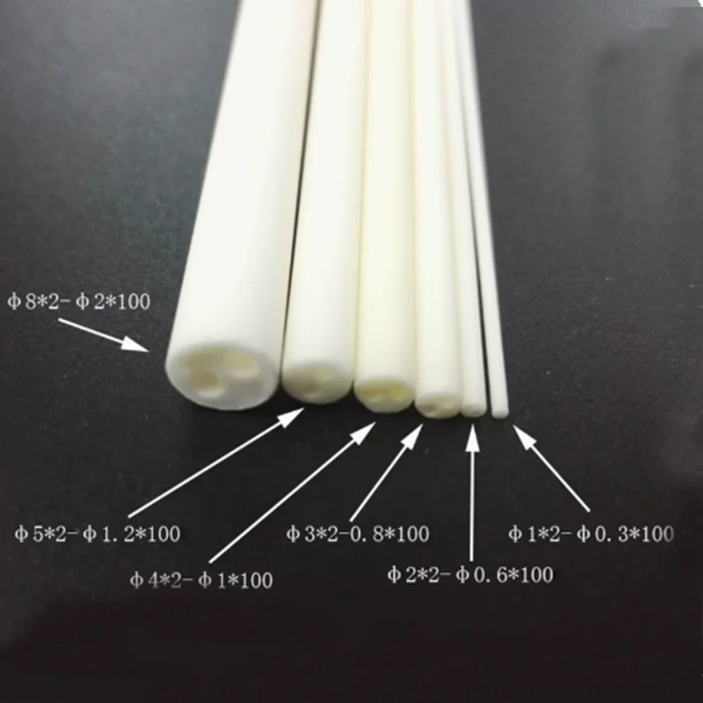 99% Alumina 2-Hole Double Bore Ceramic Tube L=100mm High Temp Resistant Protective Sleeve Industrial Insulating Ceramic Pipe