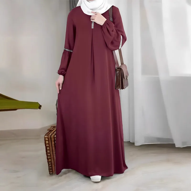 

Women Arabian Long Sleeve Abaya Dress Casual Modest Sundress Flowy Comfortable Everyday Chic Cultural Look