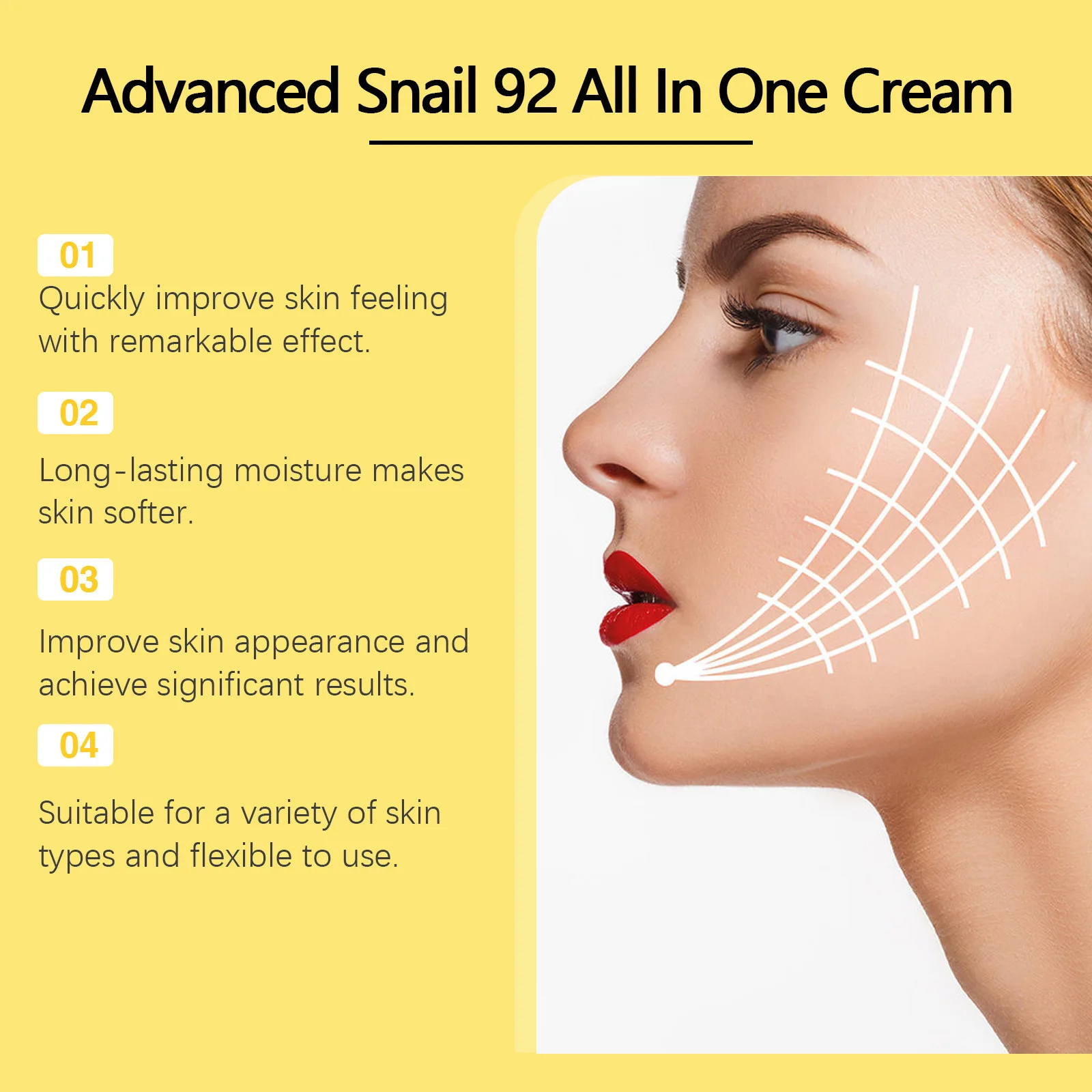 Advanced Snail 92 All in One ครีม Collagen Repair Fade Fine Line Firming Nourishing Brighten Moisturizing Snail Mucin Skin Care