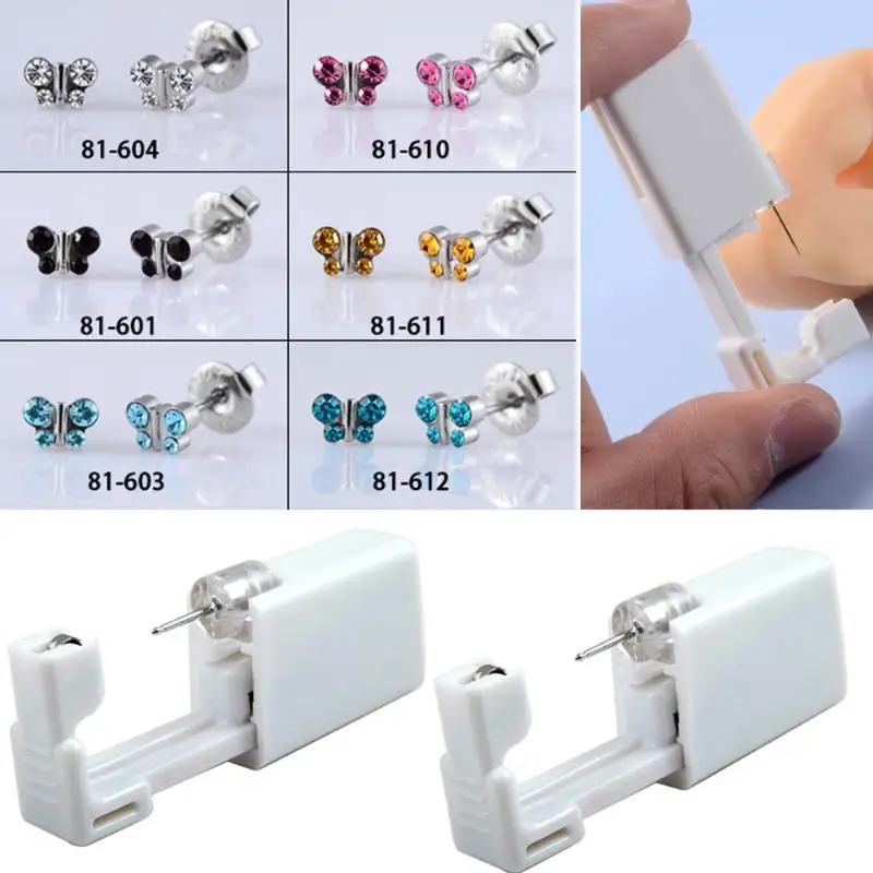 Edelstahl Einweg-Ohrstechwerkzeug Ohrringe Blume Schmetterling Zirkonstein Kugelbasis Einweg-Ohrstechwerkzeug – Detail 10