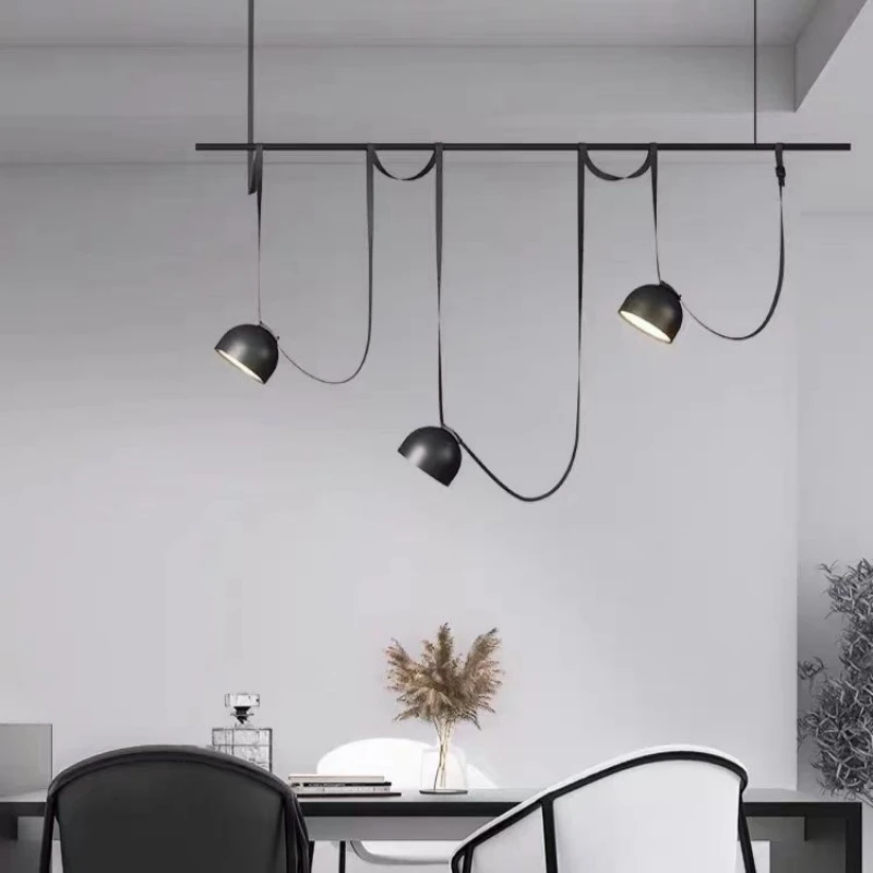 Black Brown Artificial Leather Pendant Lights Dining Room Hanglamp Hall Parlor Office Shop Lighting Fixtures Modern Lamp