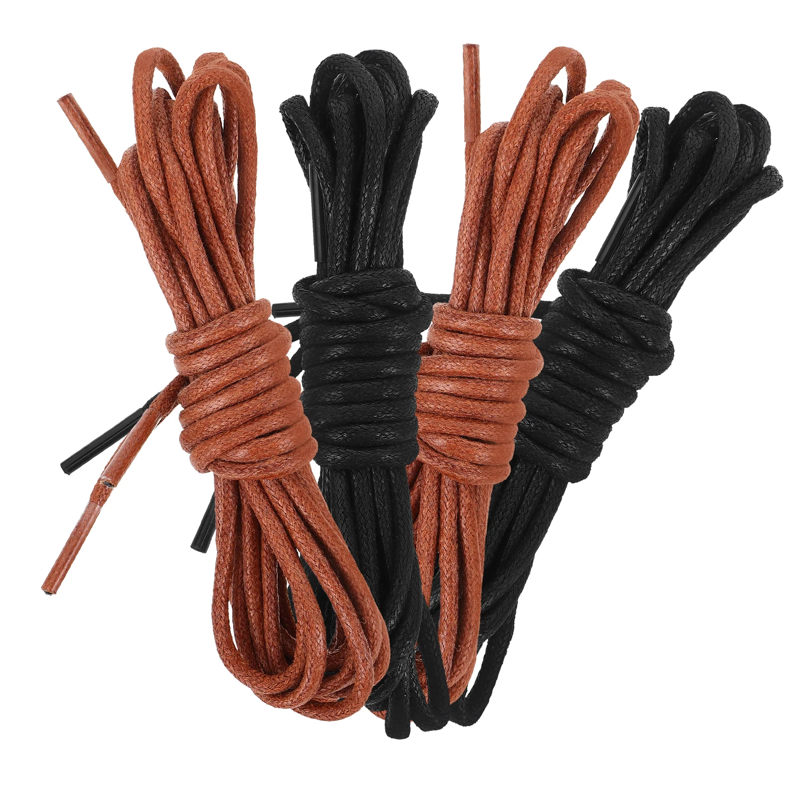 

4 Pairs Waxed Shoelaces 0 32cm Round Thick Cotton Dress Heavy Duty Hiking Boot Lace Replacement Black Men Women