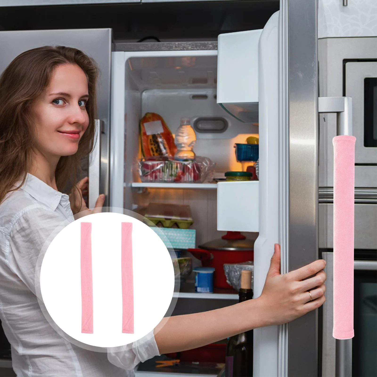 

2pcs Refrigerator Handle Covers Washable Durable Fabric Appliance Protector Anti-Skid Oil Stains Proof For Oven Freezer Fridge