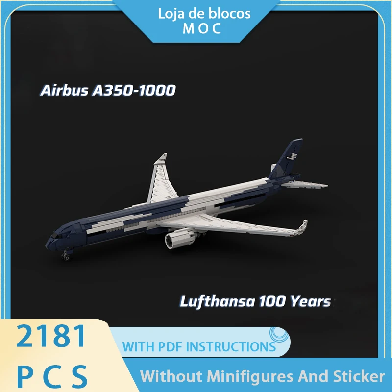 New MOC Building Blocks Aviation Model Airbus A350-1000- Lufthansa Centennial Coating (1:100) Technology Modular DIY AssemblySet
