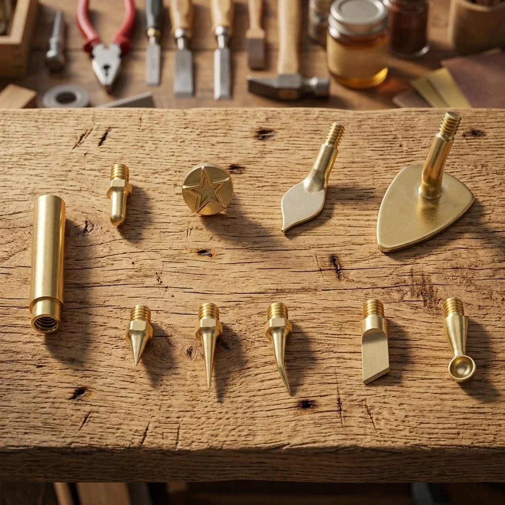 Pyrography Head Kit Pro-Woodburning Tool Set With Brass High-Precision Tips For Artistry Detail Work Welding Processing Tools
