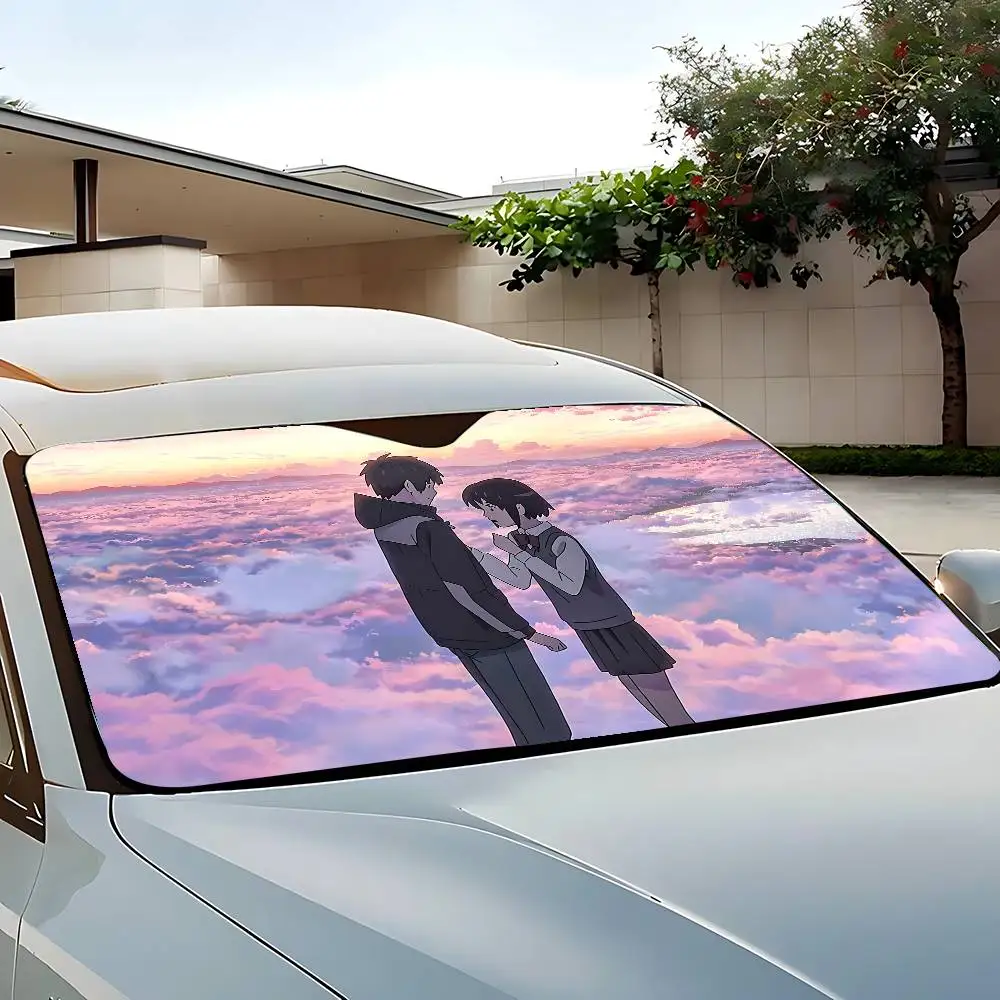 Anime Y-your N-name Stylish And Trendy Windshield Sunshade, Car Windshield Cover, Car Sunshade Curtain, Car Sun Protection Cover view 2