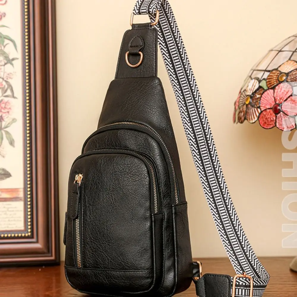 Bolso de pecho de estilo Retro para mujer, bolso cruzado multicapa de gran capacidad, bolsos de hombro suaves de cuero PU