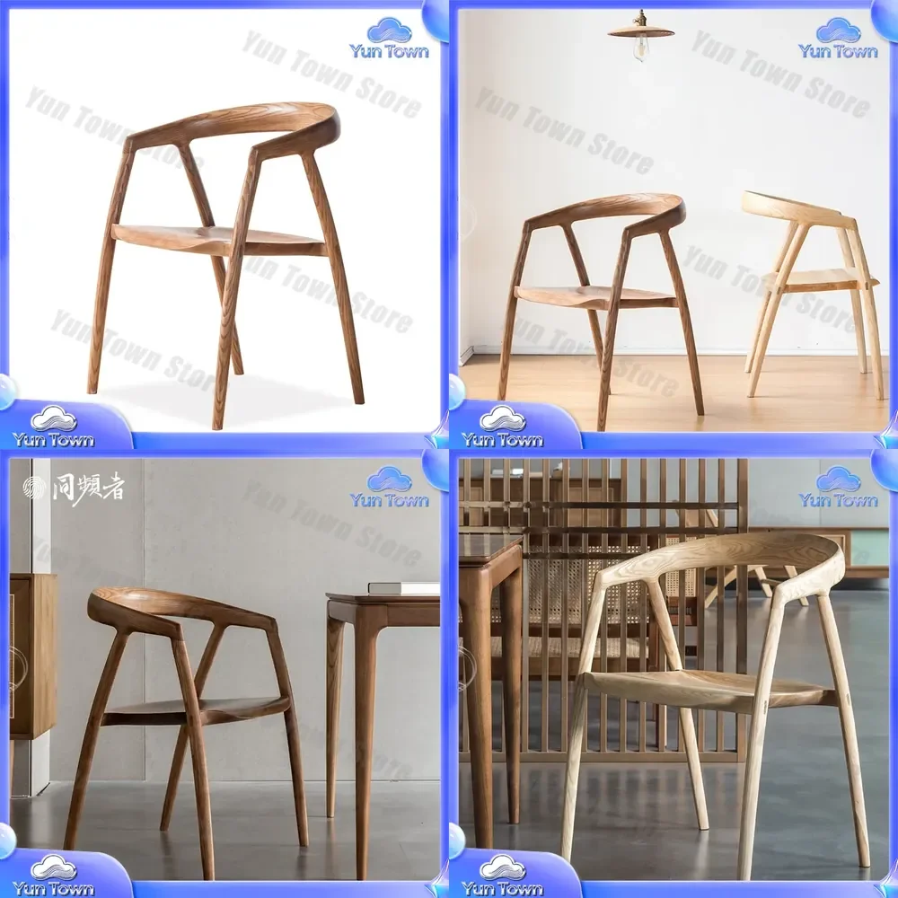 Designer Japanese-Style Solid Wood Dining Chair for Same Frequency Ash Wood Home Living Room and Dining Room Armchair