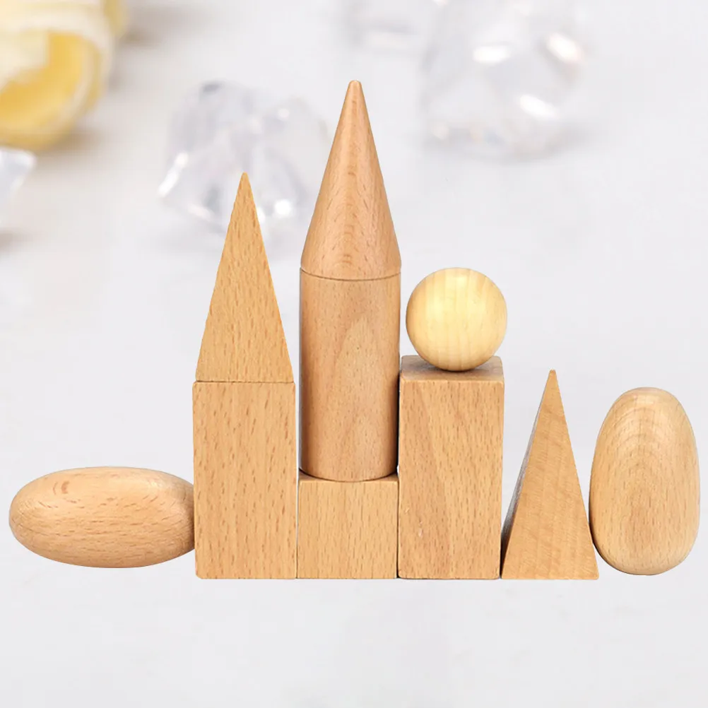 

Wooden Building Block Khaki Early Educational Geometric Plaything for Kids Developing Hand Eye Coordination Creativity