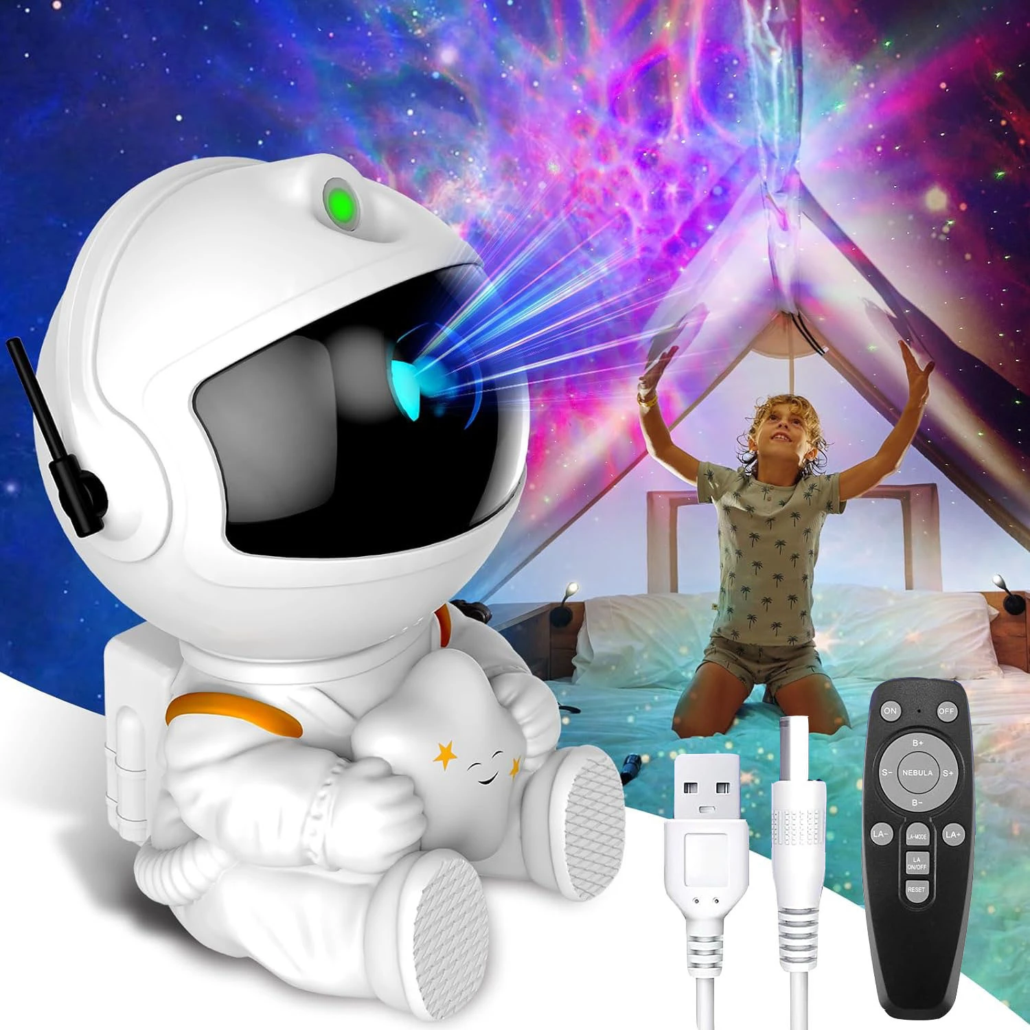 

New Transform Your Child's Bedroom into a Breathtaking Starry Sky with a Magical Astronaut Projection that Enhances Ambiance - E