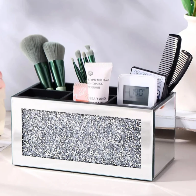 High End Diamond Inlaid Tray Modern Decor Service Tray Home Desktop Skincare Jewelry Organization Storage Trays Decorative