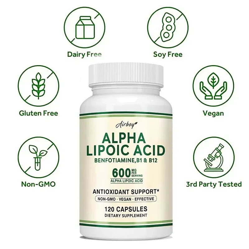 

Капсулы с липоичной кислотой Alpha — способствуют здоровью нервной системы, кровообращение, поддержку сердечно-сосудистой системы, добавление здоровья мозга