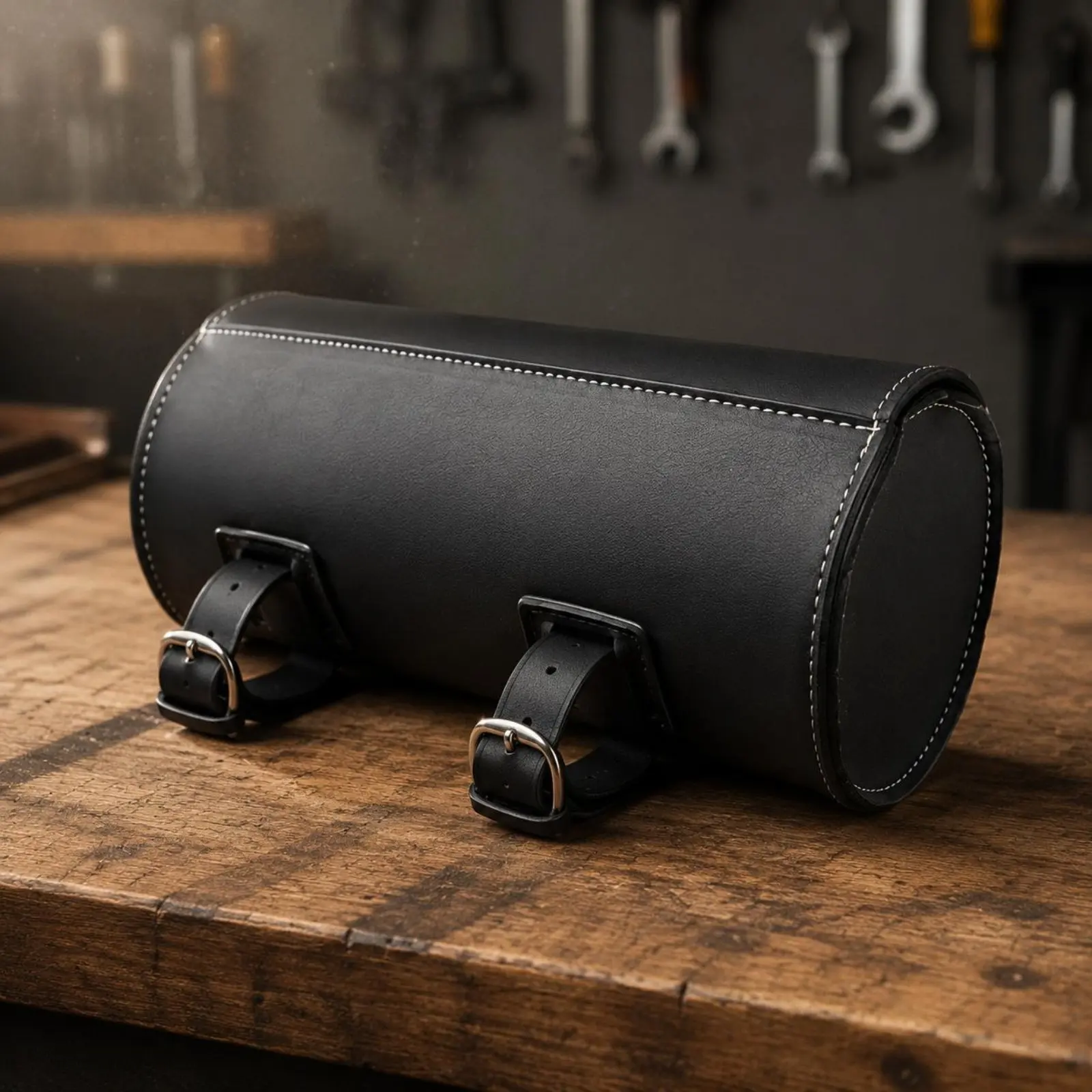 Vintage Leather Motorcycle Bag Wear-Resistant Vintage Leather Handlebar Bag Motorbike Handlebar Pouch Easy to Mount