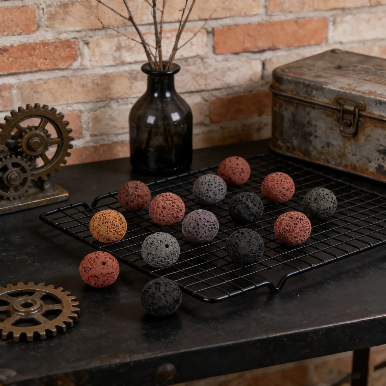 

20Pcs Volcanic Rock Diffuser Stones 16Mm Natural Non Electric Essential Oil Diffuser for Bedroom Office Meditation Space Travel