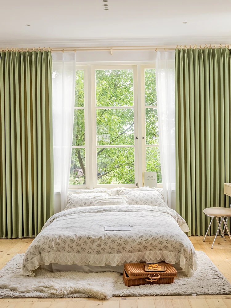 

Matcha Colos Cloth Luxury Modern Style Thick Velvet Blackout Curtains for Living Dining Custom Home Interior Drapes White Tulle