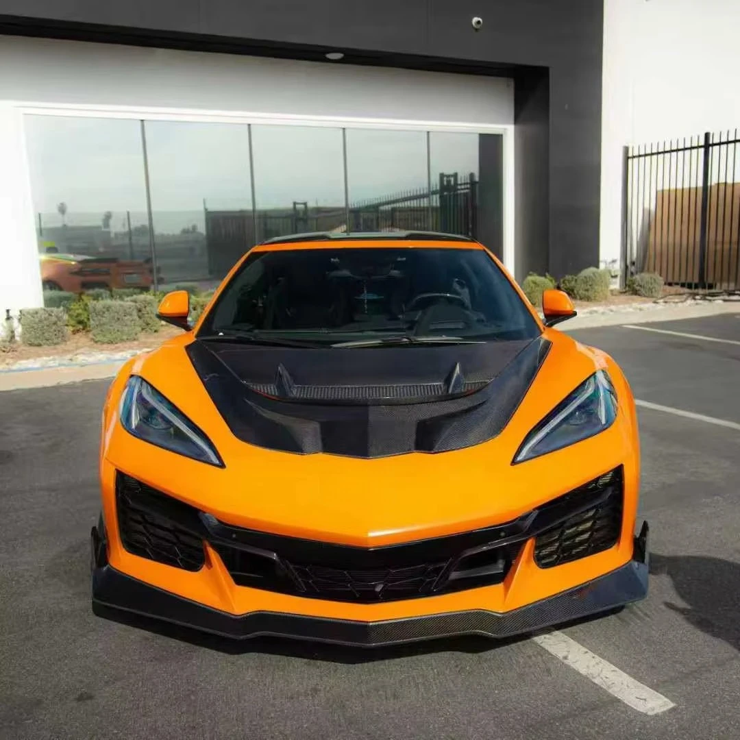 

New High Quality ZR1 Style Carbon Fiber Bonnet for Corvette C8 with 100% Fitment Includes Bolts Bolt-On