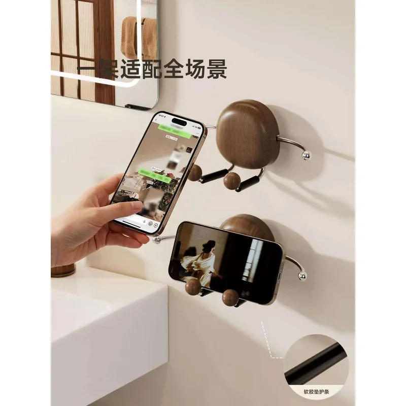 For Creative Pebble Suction Cup Holder No Drilling Bathroom Kitchen Toilet Wall Mount Rack For Mobile Phone Charging Cable
