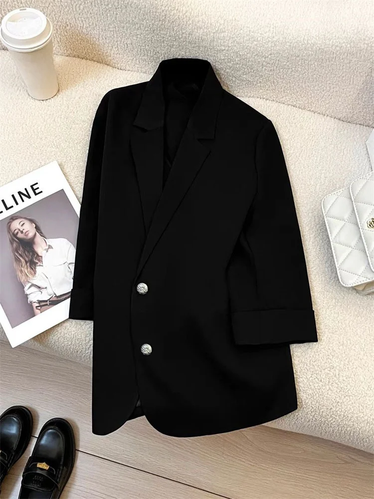 Cappotto Jaet casual da donna autunnale Bla, taglio dritto, in poliestere, versatile e versatile, da donna