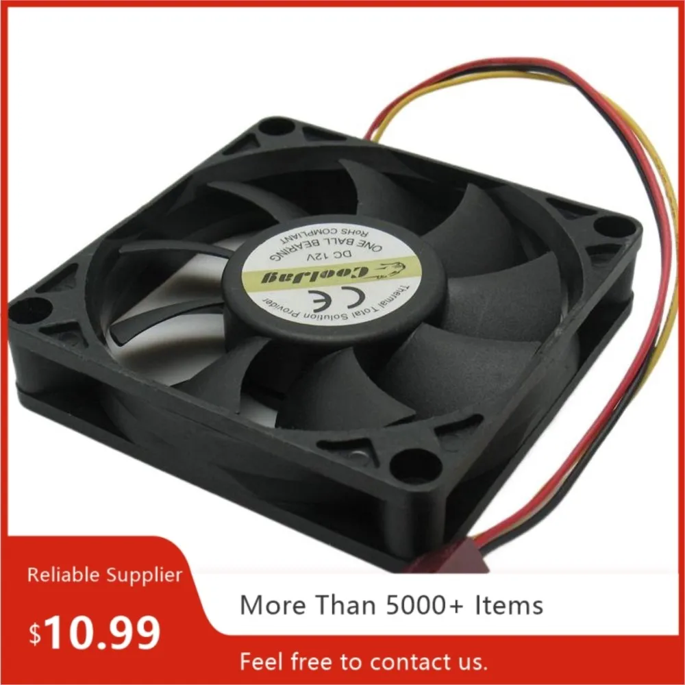 7cm Fan for EVERFLOW 70mm 12V Cooling Fan, 4Pin, Ball Bearing, 2500-4500RPM, R127015DU, High Efficiency Thermal Solutions