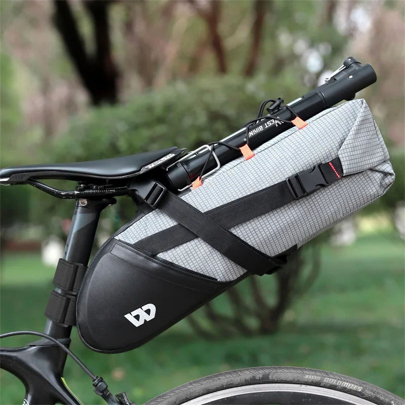 WEST BIKING Bicycle Saddle Bag 10L Large Capacity Reflective Waterproof Bike Tail Bag Seatpost Pannier MTB Road Bike Accessories