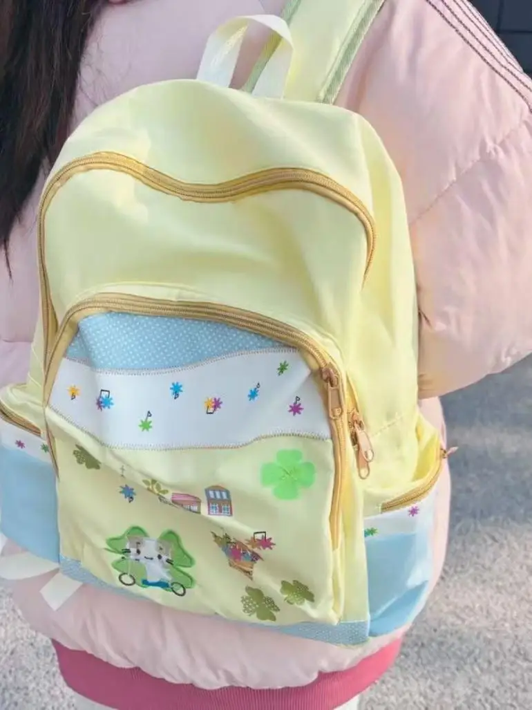 Cute  Cotton Candy Large Capaci Bapa for High School College Students Class Versatile Bapa Japanese Sle Bag