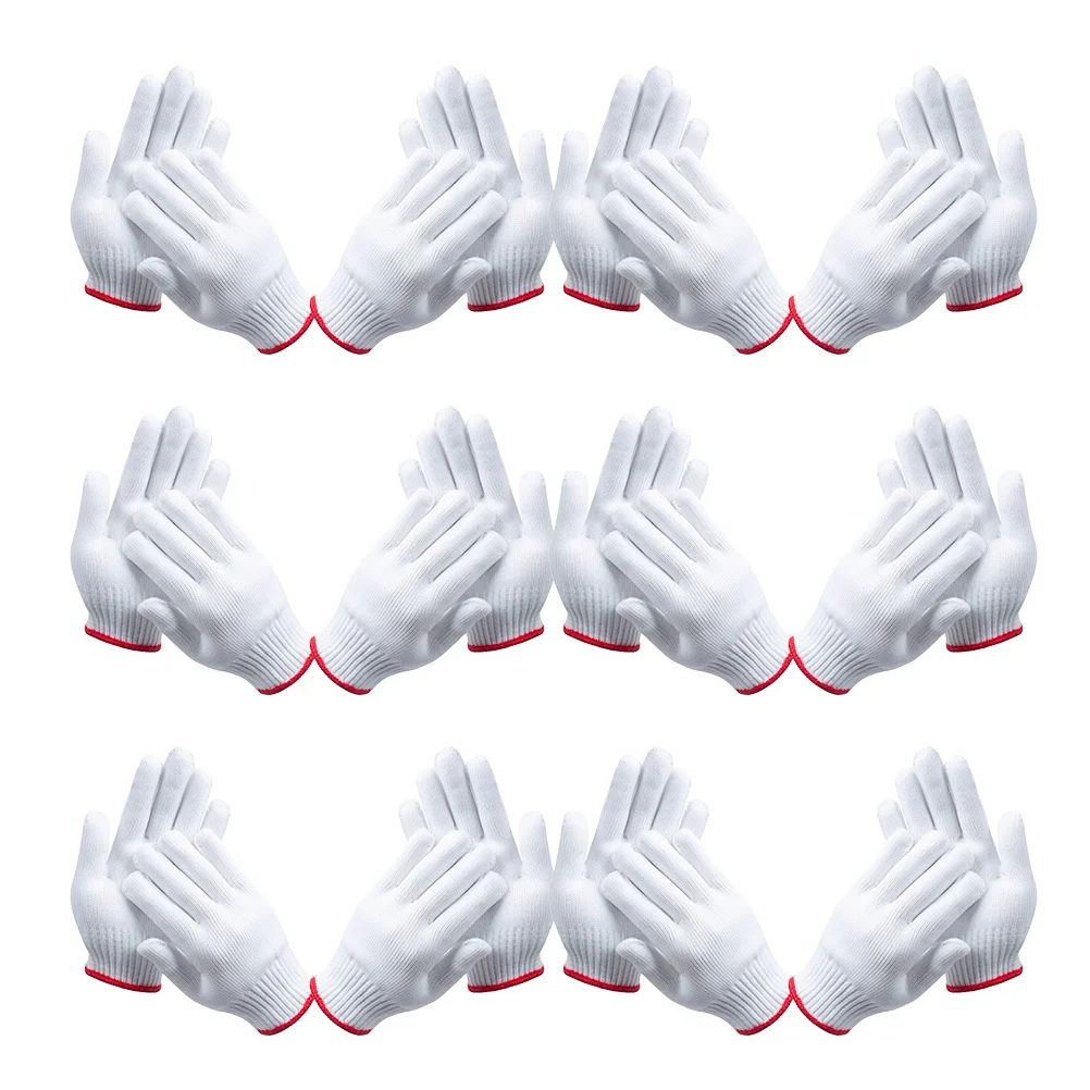 

12Pairs Nylon Labor Gloves Washable Reusable Hand Protective Gear for Electricians Painters Workers in Logistics Manufacturing