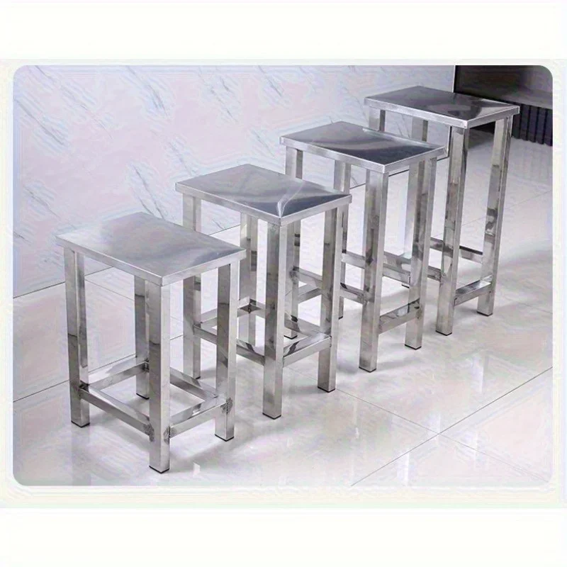 Stainless steel square stool, clean room shoe changing stool, thickened restaurant cafeteria stool image 3