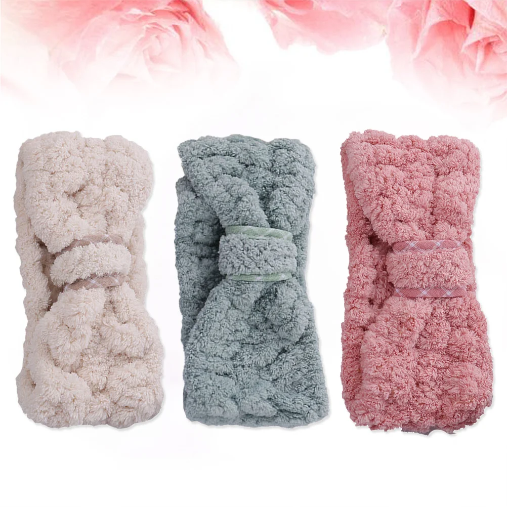 

3Pcs Head Band for Shower Women Coral Fleece Quick Dry Stretchy Hair Accessory for Washing Face Bathing Skincare Activities
