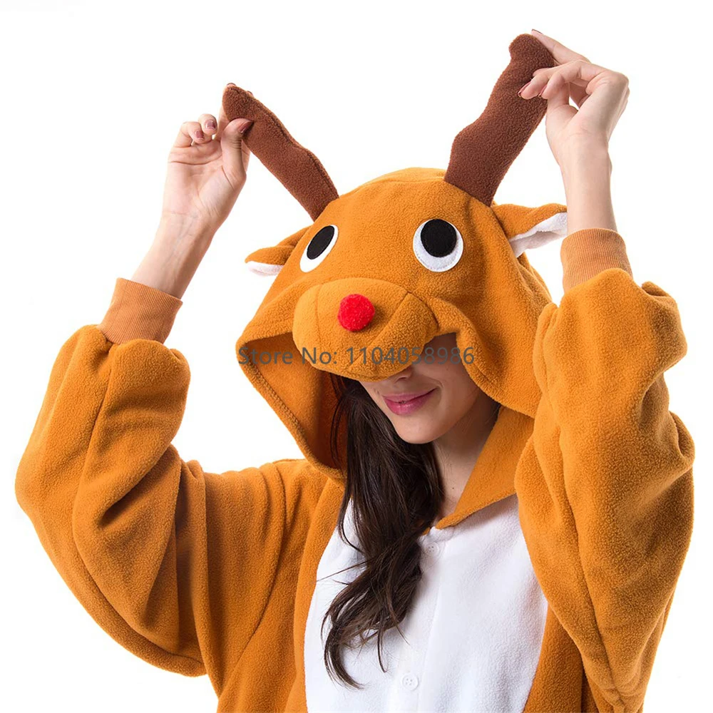 Animal Kigurumi Costume Halloween Onesie Deer For Women Men Adult Kids Pyjamas Cartoon Pajama Cosplay Party Homewear Christmas