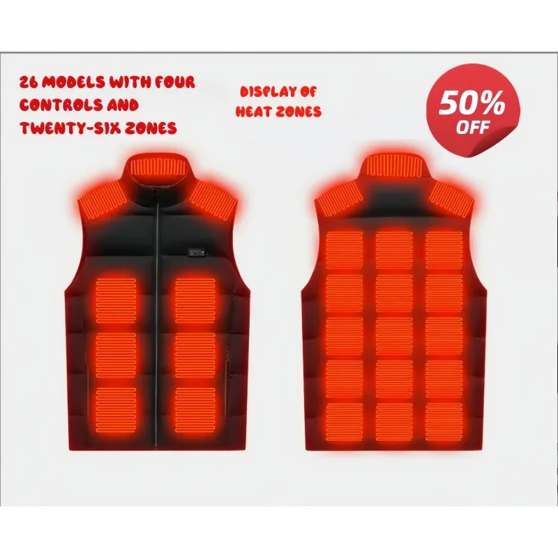 Intelligent Heating Vest with Temperature Control - Electrically Heated Sleeveless Jacket for Men and Women, Suitable for Winter