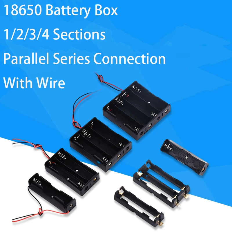 5pcs 18650 Battery Box 1/2/3/4 Sections Parallel Series Connection With Wire DIY Battery Holder Storage Cases