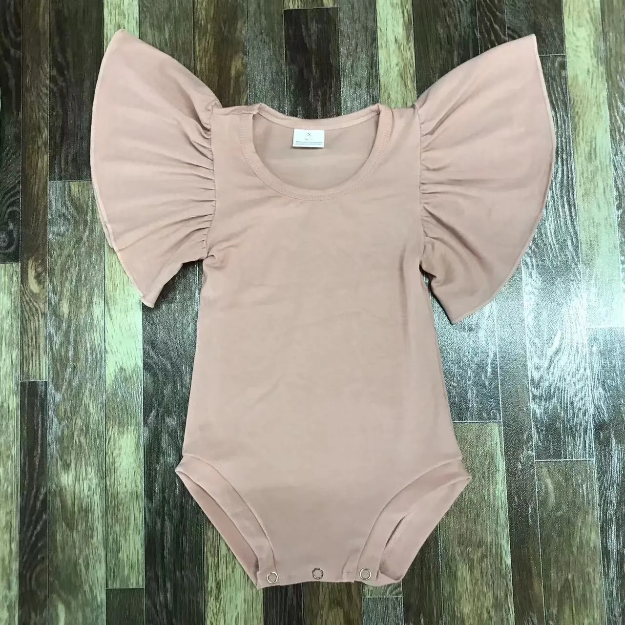 

Hot selling 0-2 years old girls baby solid color Trumpet sleeve cotton children Baby triangle climbing clothes for infant